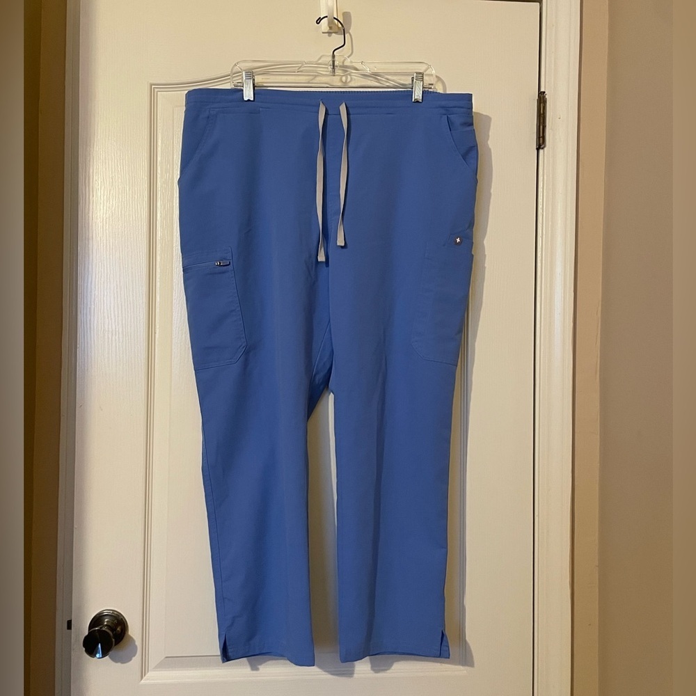 Figs Technical Collection Size XL Petite Blue  Scrub Pants Cargo  Drawstring EUC
